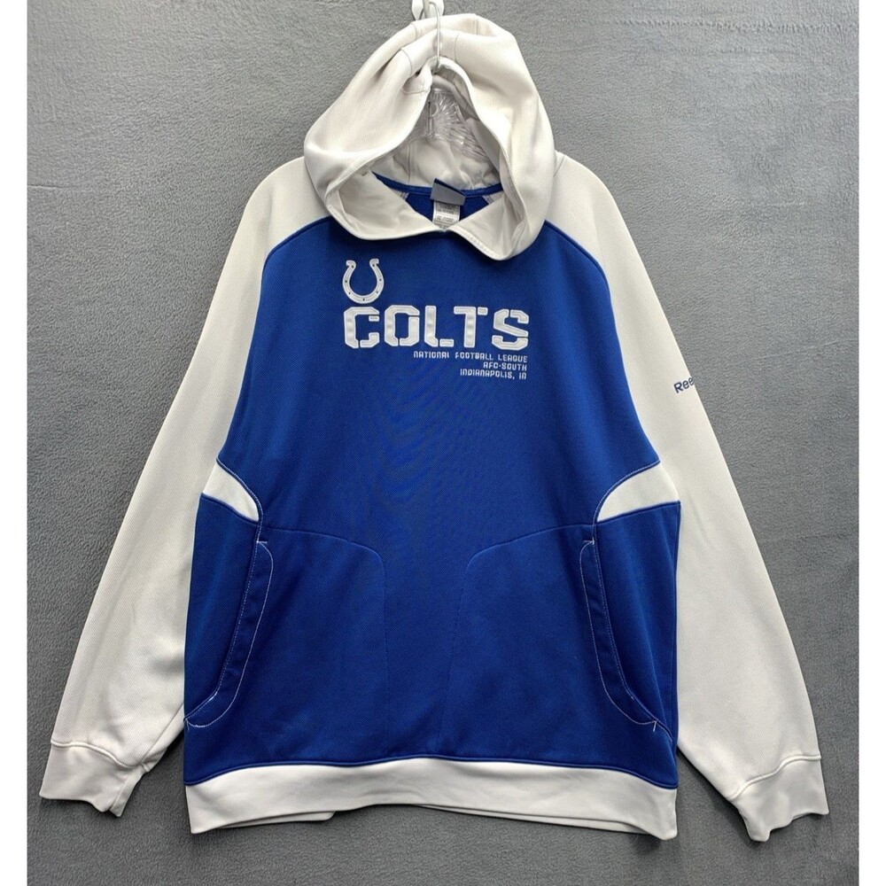 NFL On Field Reebok Pullover Hoodie Indianapolis COLTS Blue White Size XL